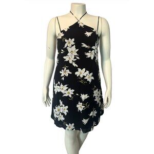 Women's Black Floarl Strappy Sun Dress (M)